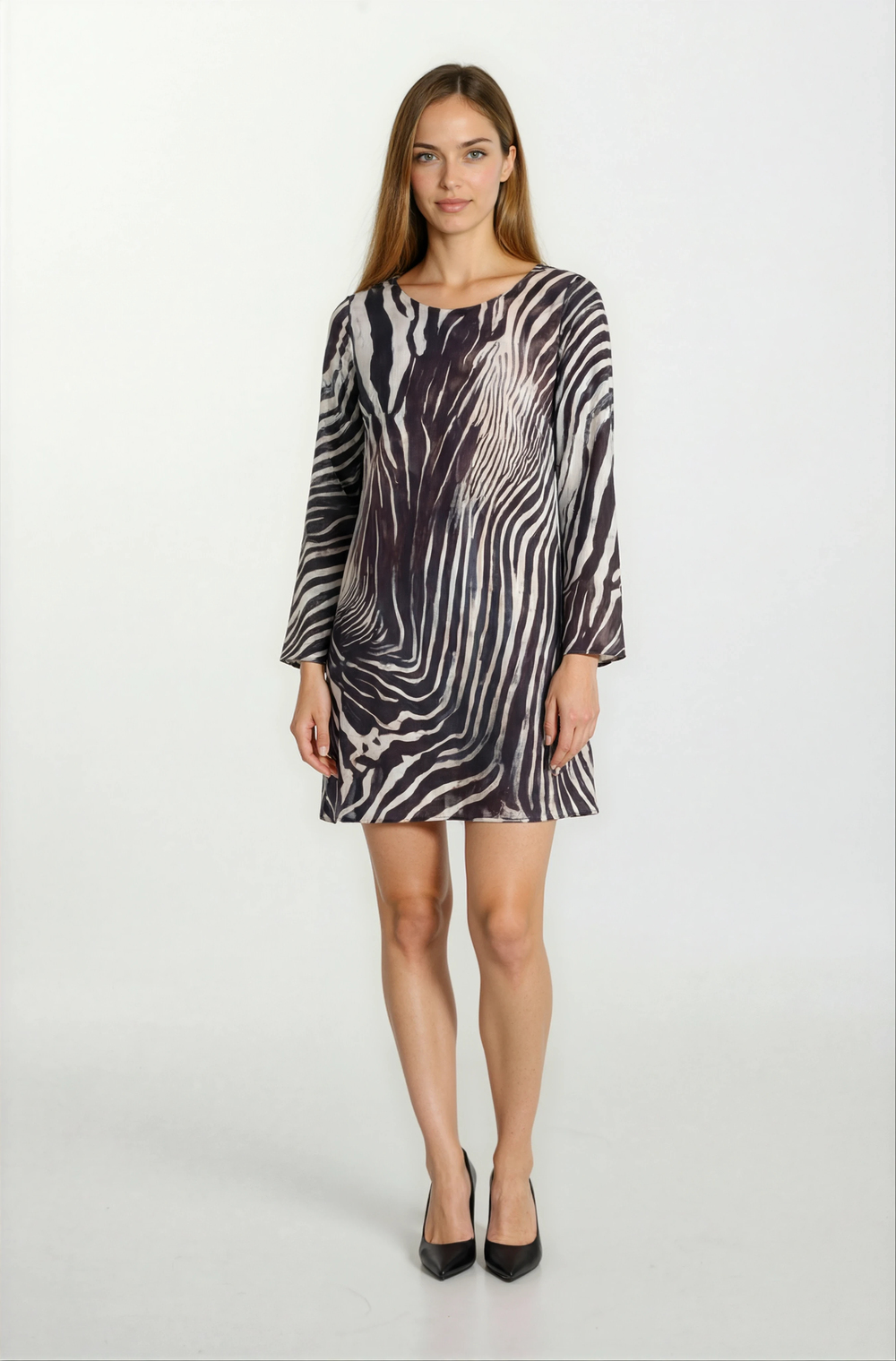 Porsenna Yuvarlak Yaka İspanyol Kol Elbise SİYAH