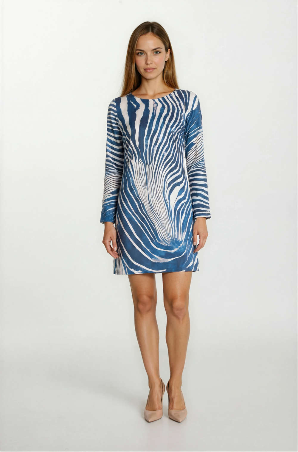 Porsenna Yuvarlak Yaka İspanyol Kol Elbise LACİVERT