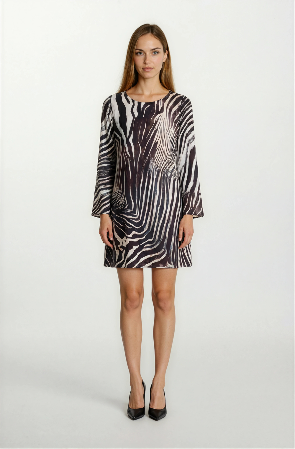 Porsenna Yuvarlak Yaka İspanyol Kol Elbise SİYAH