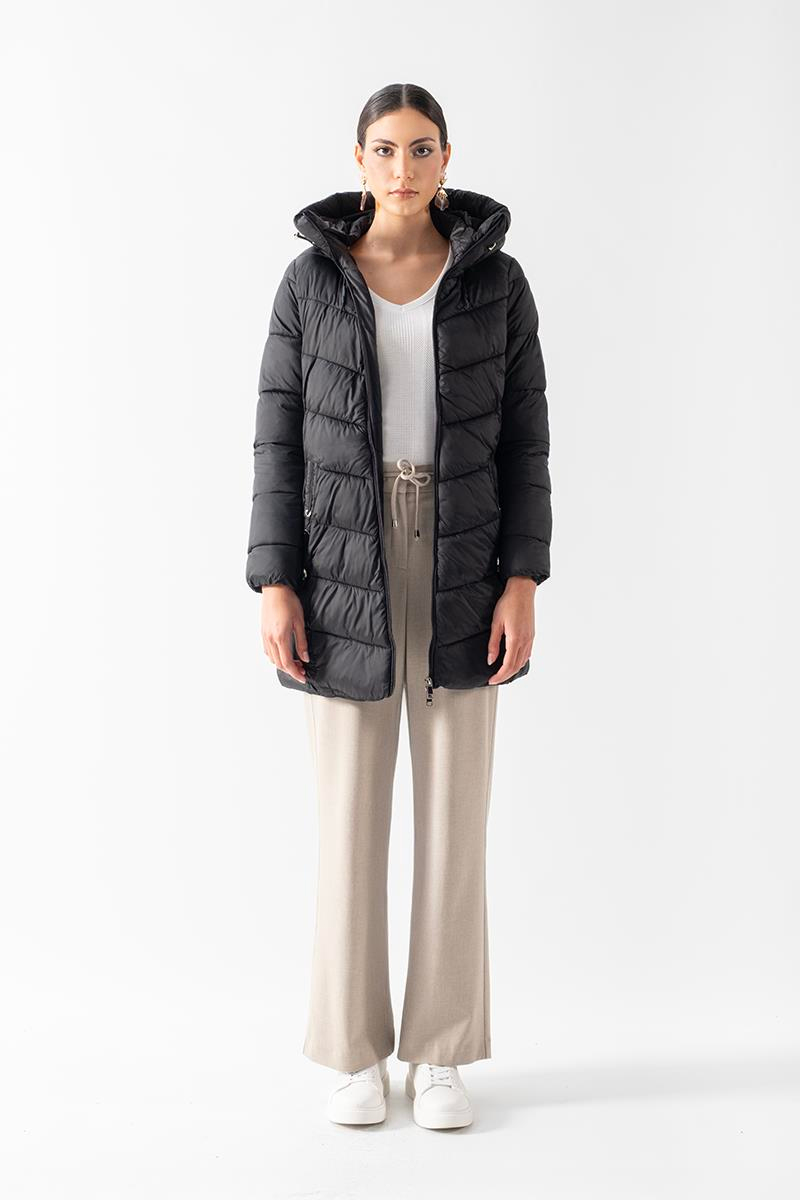 Primillo Nordic Uzun Kapüşonlu Şişme Mont SİYAH