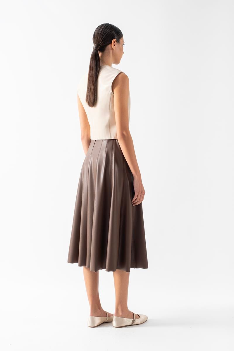 Redgrave V Yaka Kulplu Deri yelek TAŞ