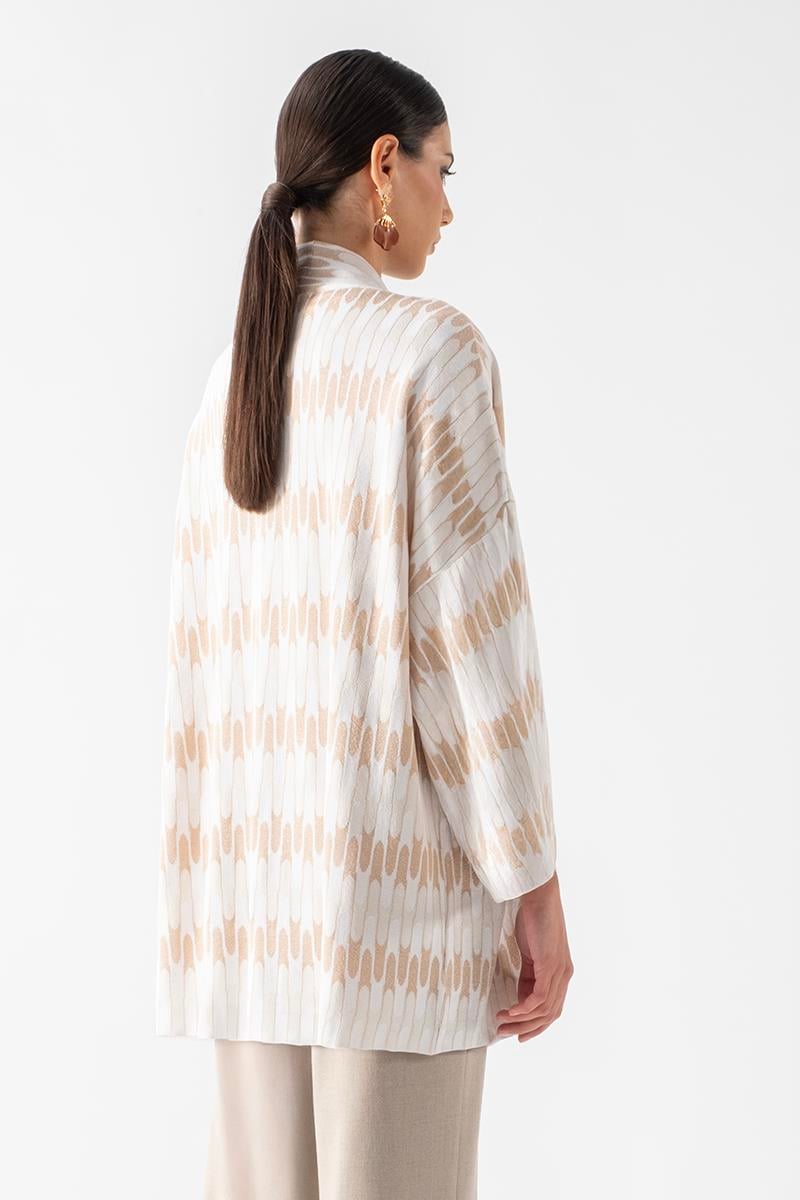 Remoaldo  V Yaka Uzun Kol Salaş Triko Hırka KEMİK