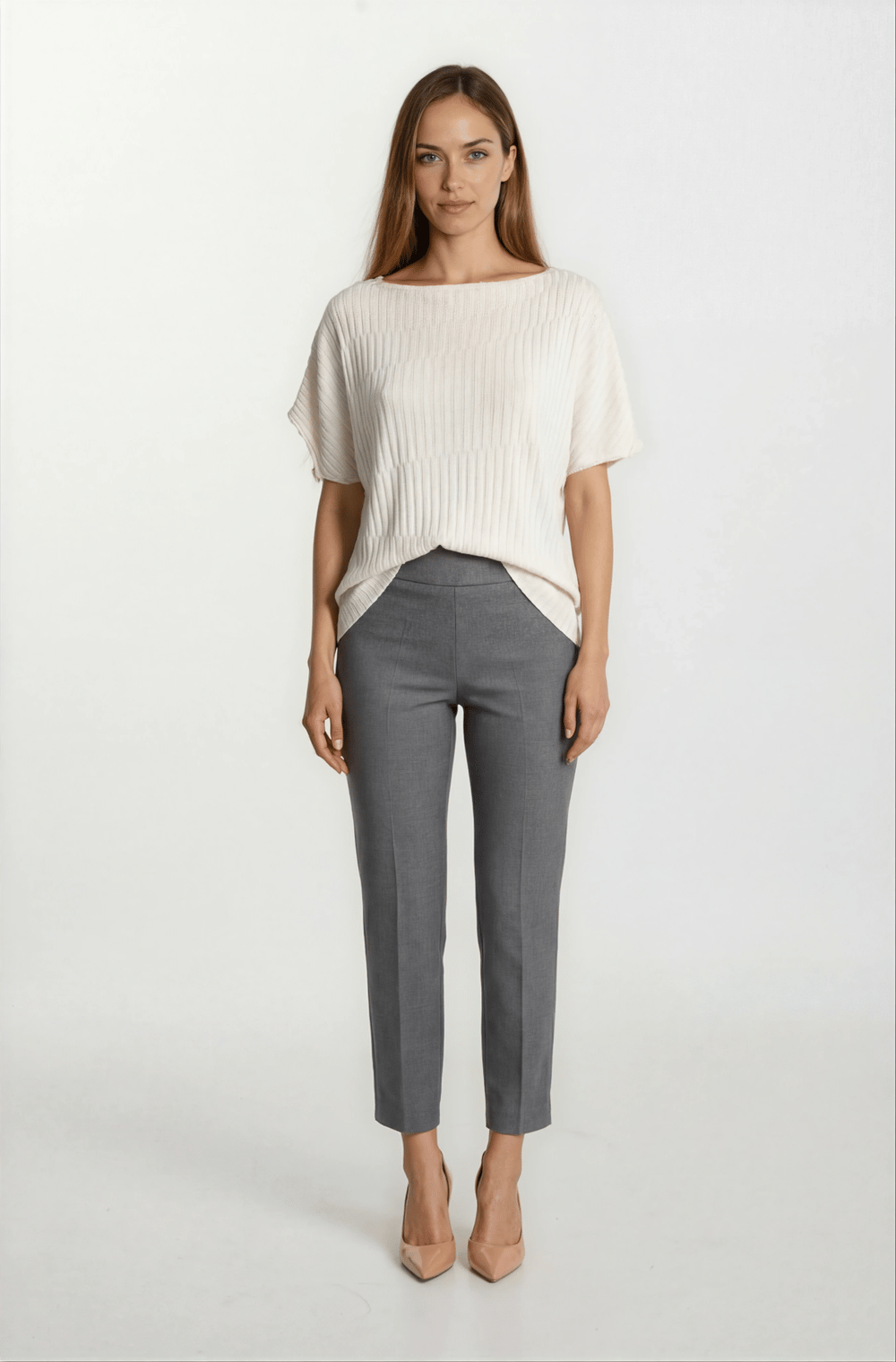 Riniero Kayık Yaka Kısa Kol Triko BEJ