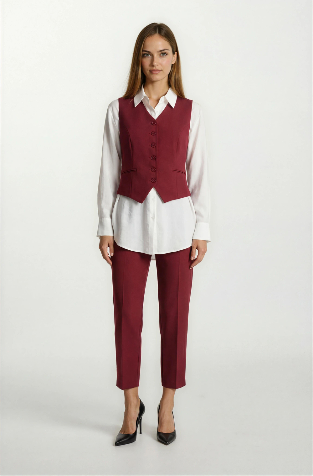 Valletta V Yaka Kulplu Flota Cep Yelek BORDO