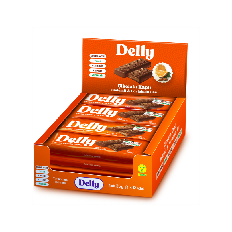 Çikolata Kaplı Bademli & Portakallı Meyveli Bar 12 Adet X 35 g