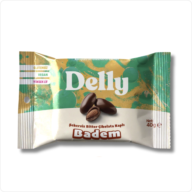 Şekersiz Bitter Çikolata Kaplı Badem 12 Adet X 40 g