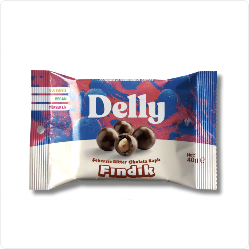 Şekersiz Bitter Çikolata Kaplı Fındık 12 Adet X 40 g