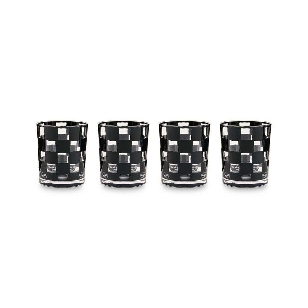 Black Check Acrylic Tumblers, Set of 4