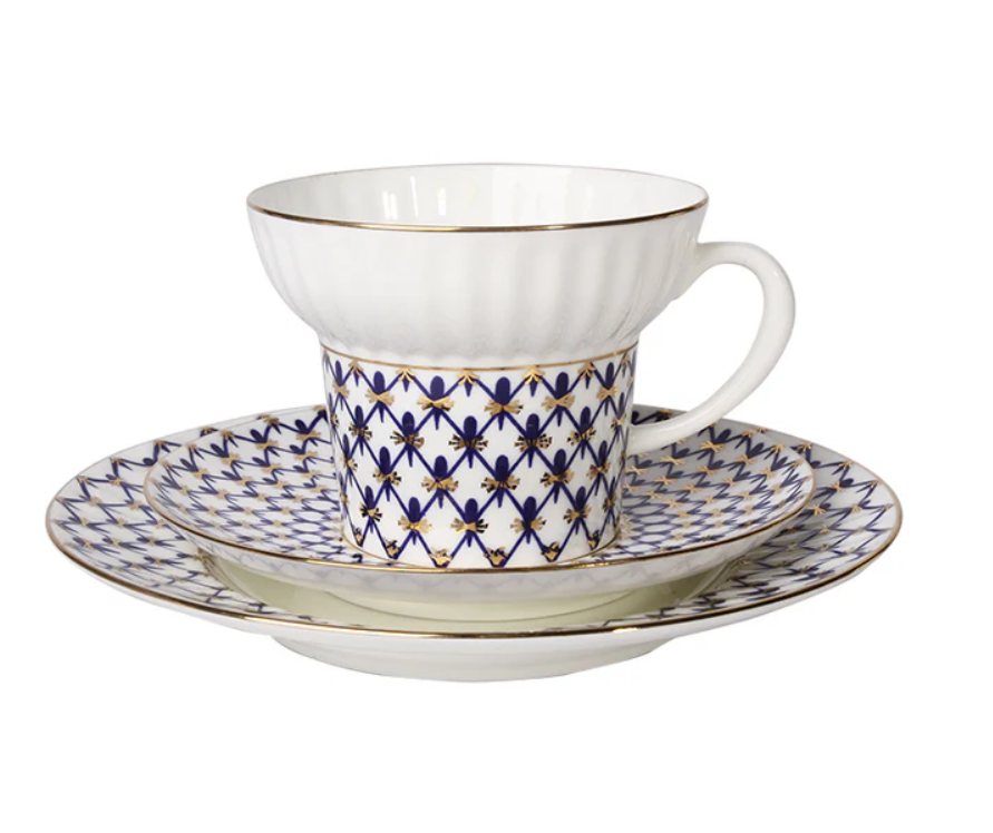 COBALT NET MAVI KAHVE FINCANI 155 ML & PASTA TABAĞI 18,5 CM WAVE