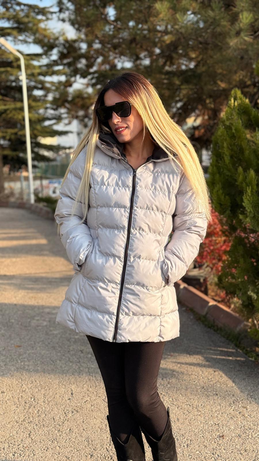 kapişonlu şişme mont