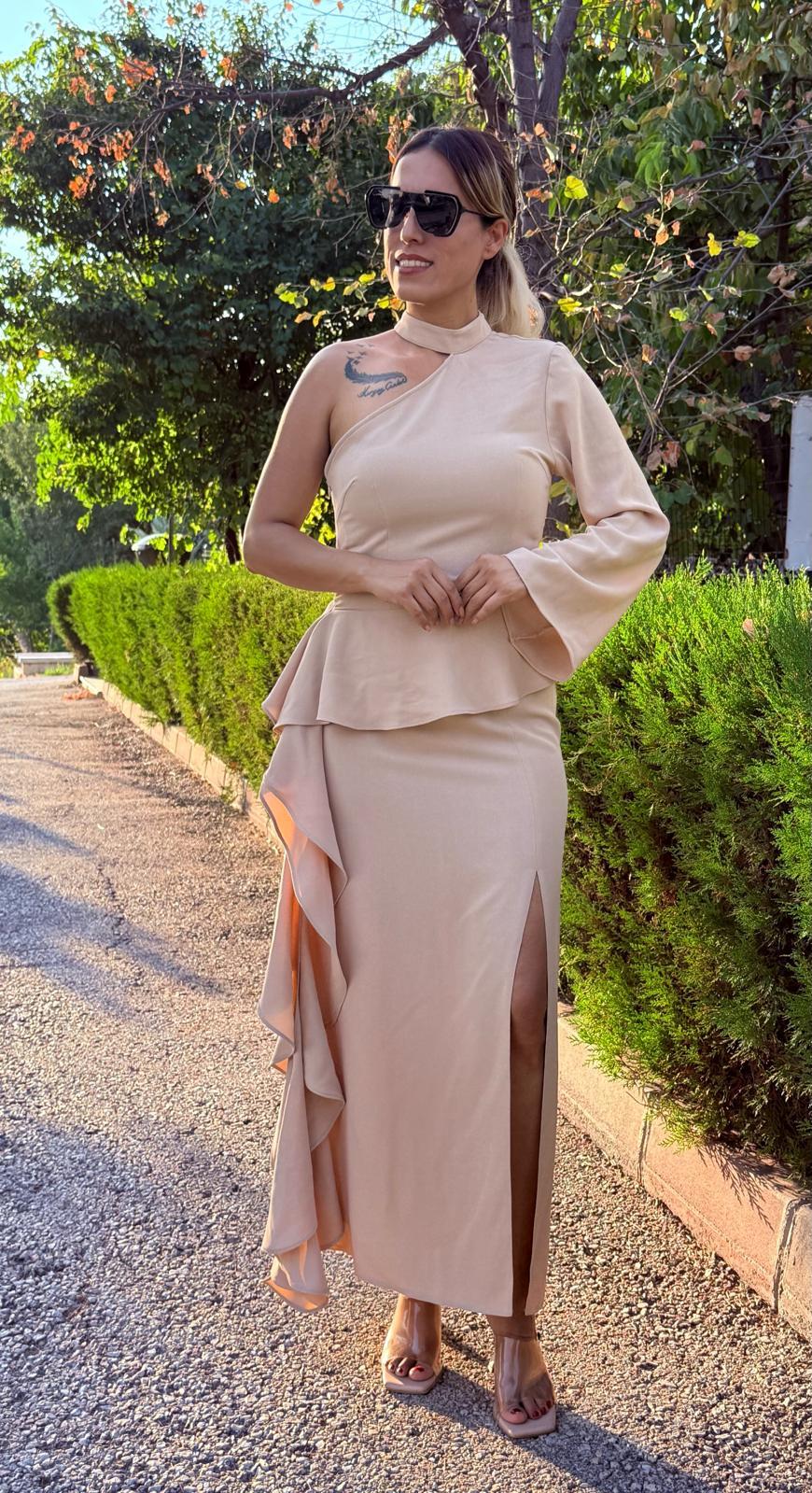 Sütlü Kahve Önden Yırmaçlı Kalem Etek