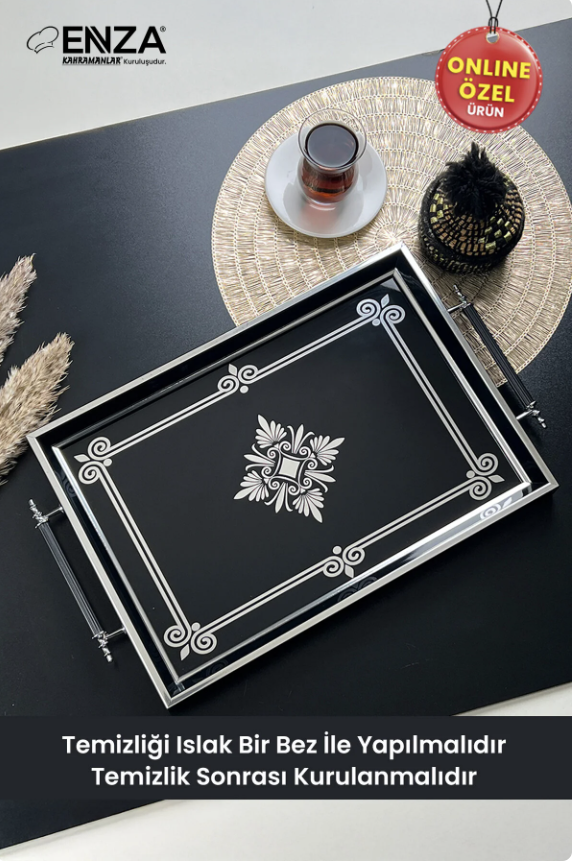 EnzaÇınar Black Çay Kahve Kahvaltılık Ve Sunum Tepsisi9053
