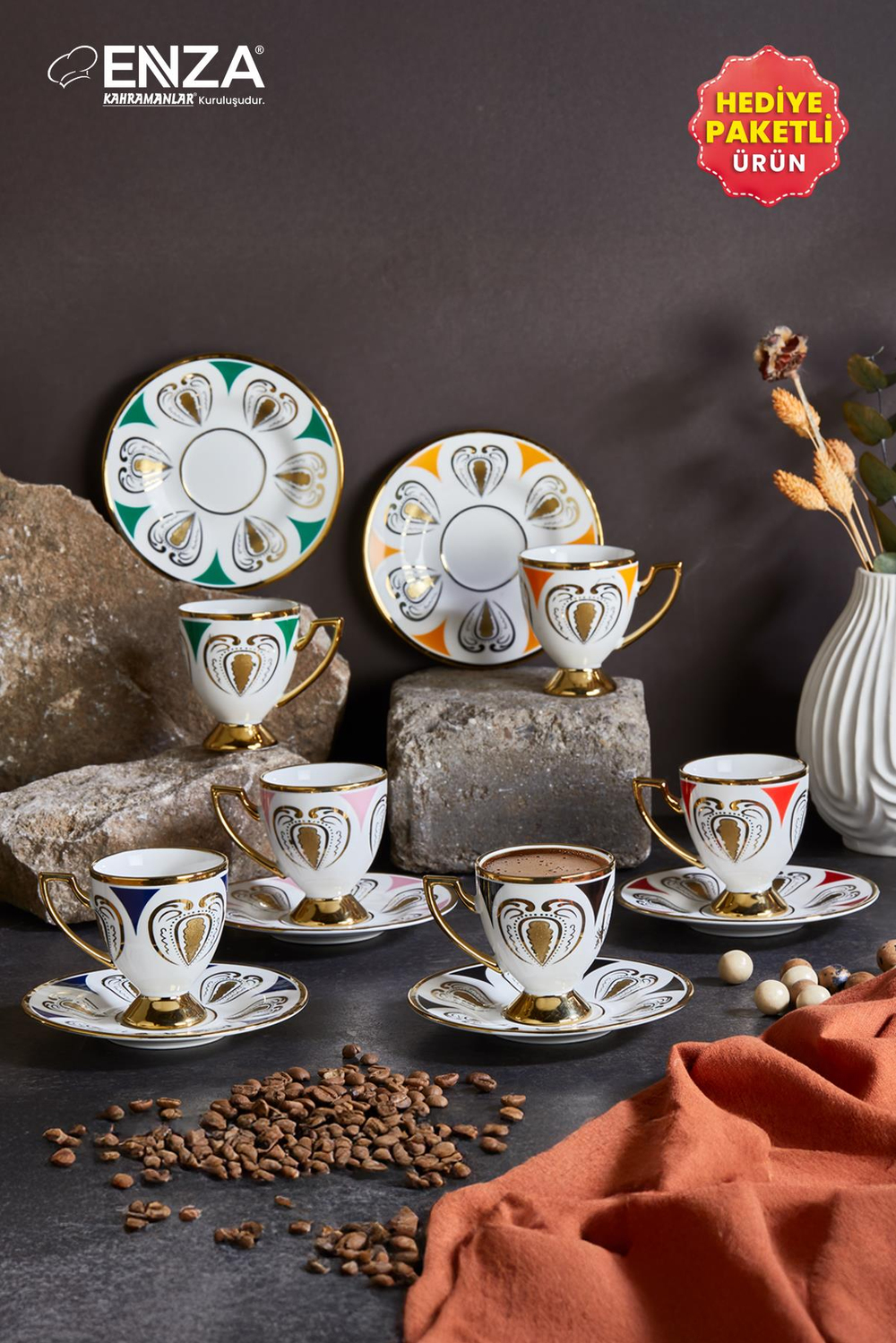 EnzaHera 6'lı Porselen Kahve Fincanı TakımıA-501