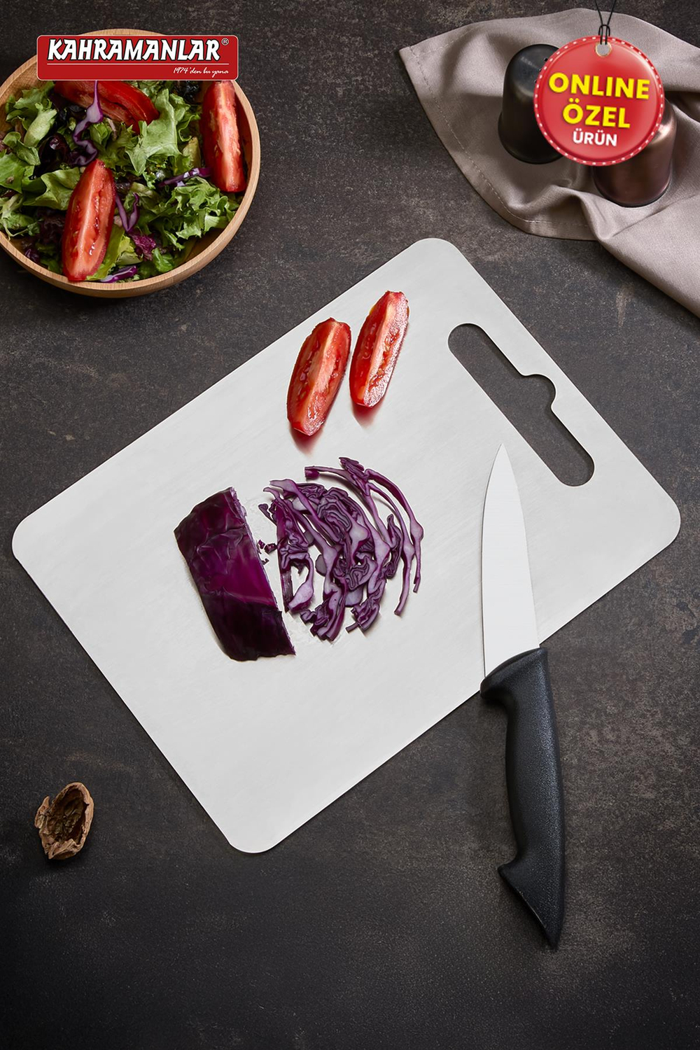 KahramanlarKesme Panosu Paslanmaz Çelik Kesme Tahtası 33x25 CM8697418724173