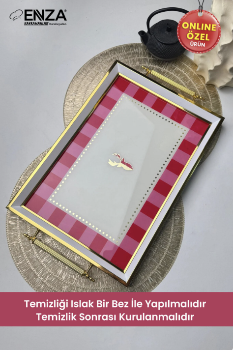 EnzaModern Pembe Çay Kahve Kahvaltılık Ve Sunum Tepsisi9056