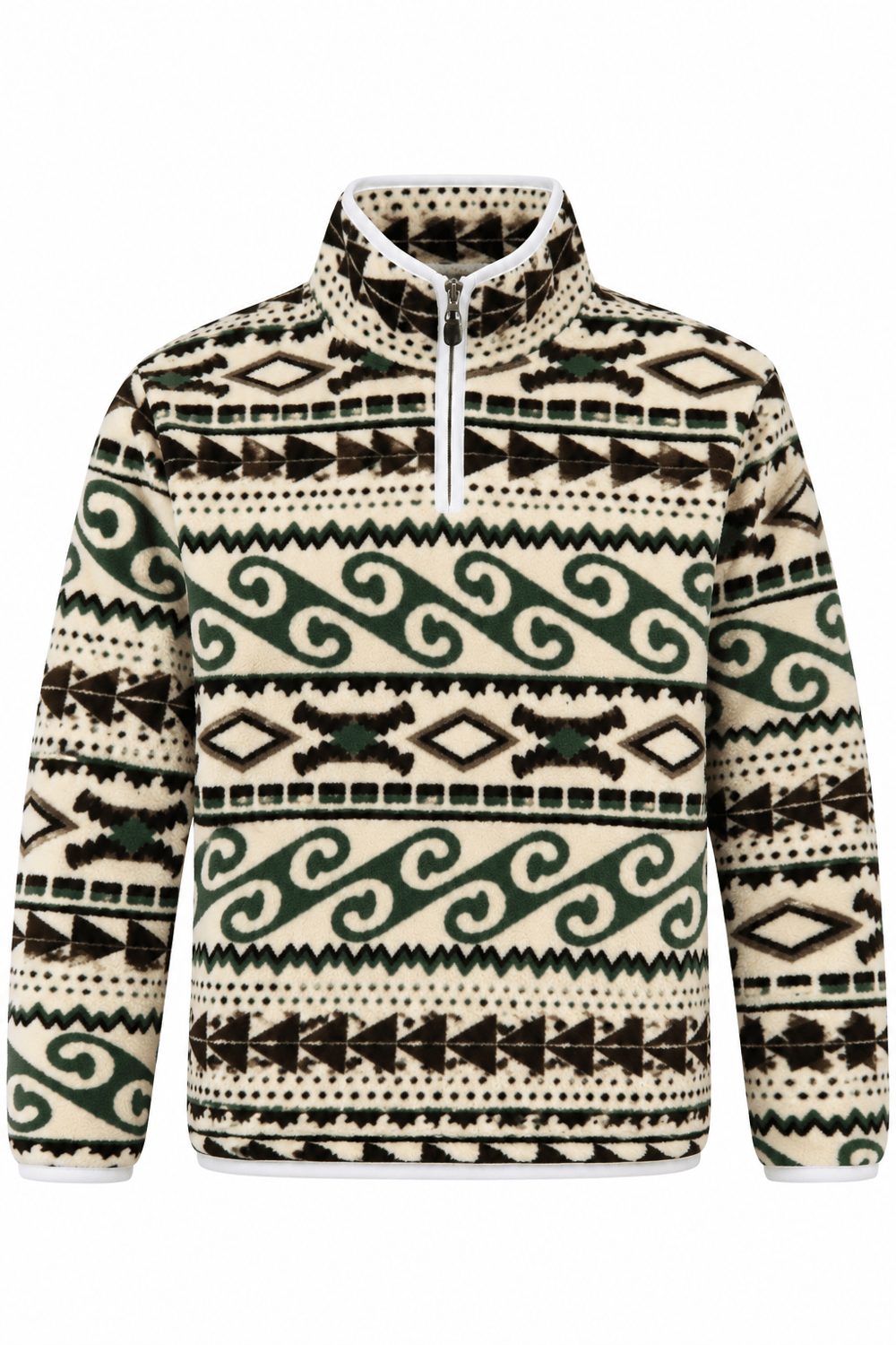 YEŞİL DESENLİ POLAR SWEATSHİRT