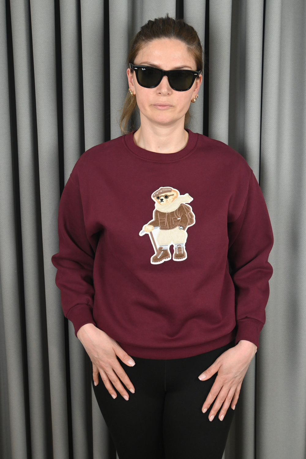 ATKILI TEDDY BASKILI BORDO SWEATSHİRT
