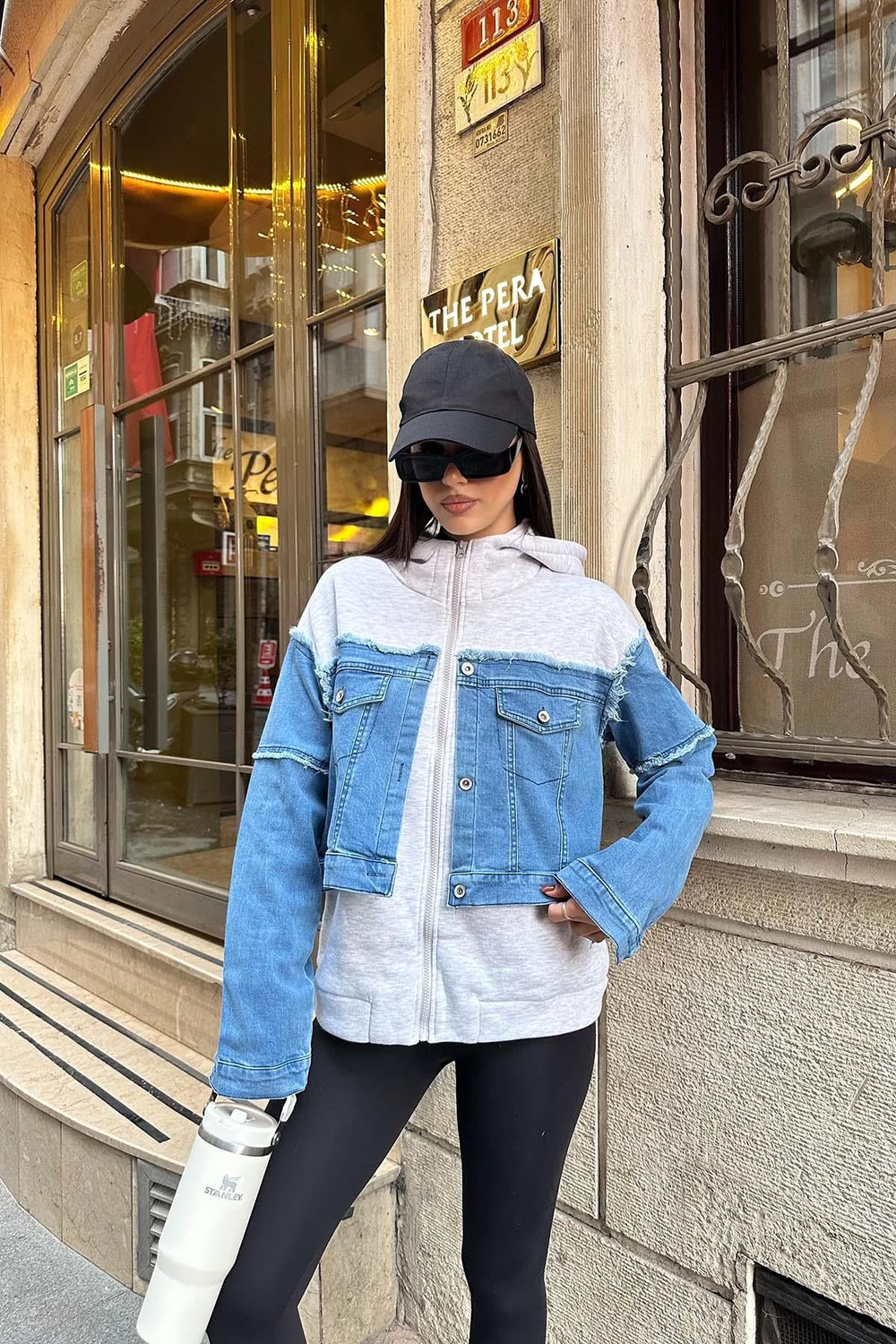 Kadın Kapüşonlu Jean Detaylı Sweatshirt | Rahat Kesim Günlük Şık Üst MLB126