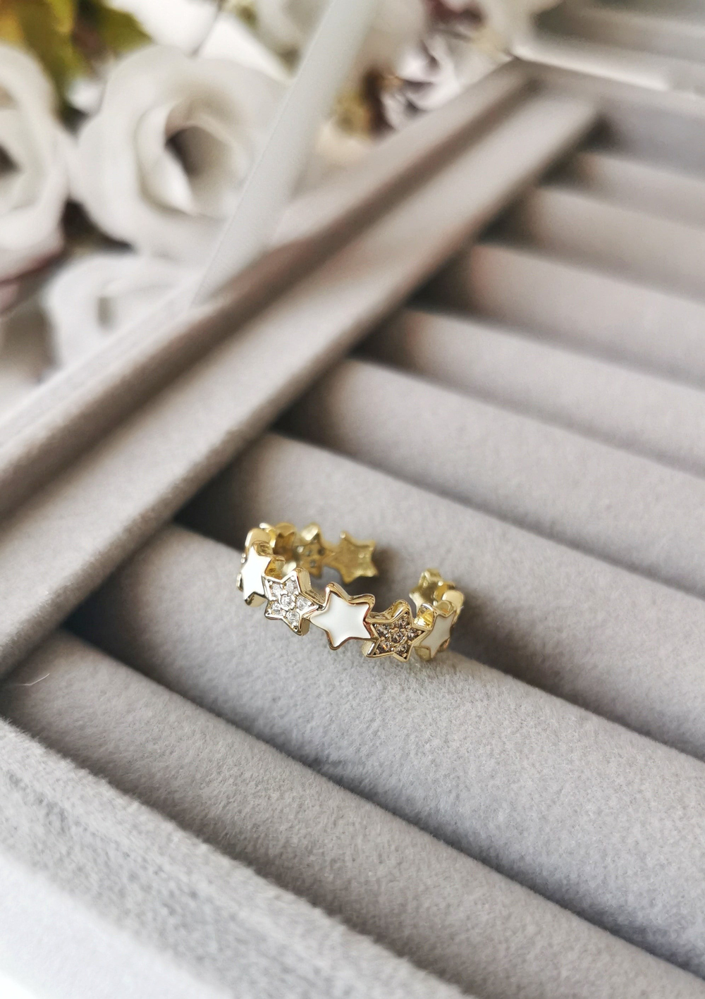 14K Gold Kaplama Yıldız Figürlü Ayarlanabilir Çelik Yüzük