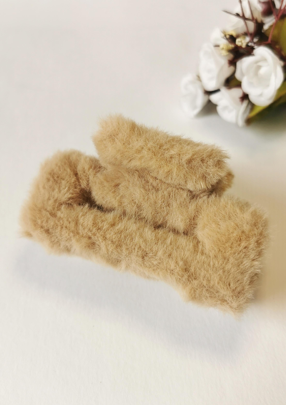 Açık Kahverengi Peluş Mandal Toka