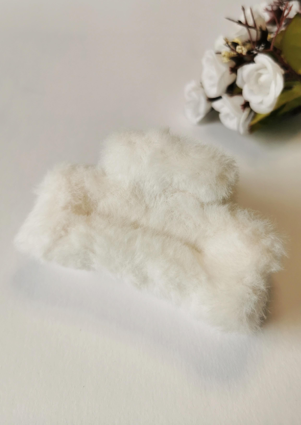 Krem Rengi Peluş Mandal Toka