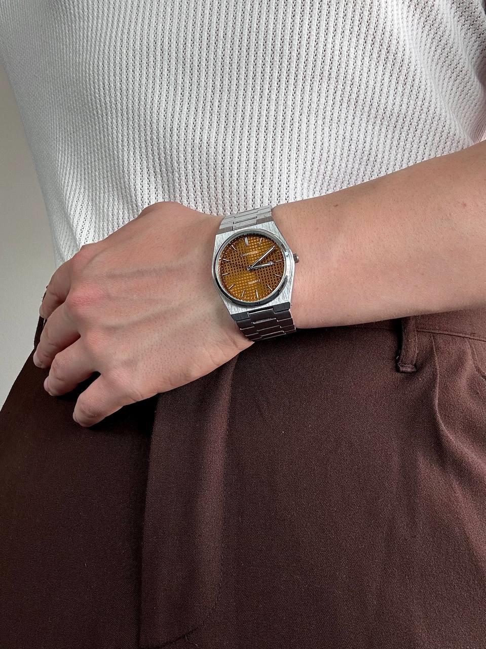 Brown Dial Silver Vintage Wristwatch