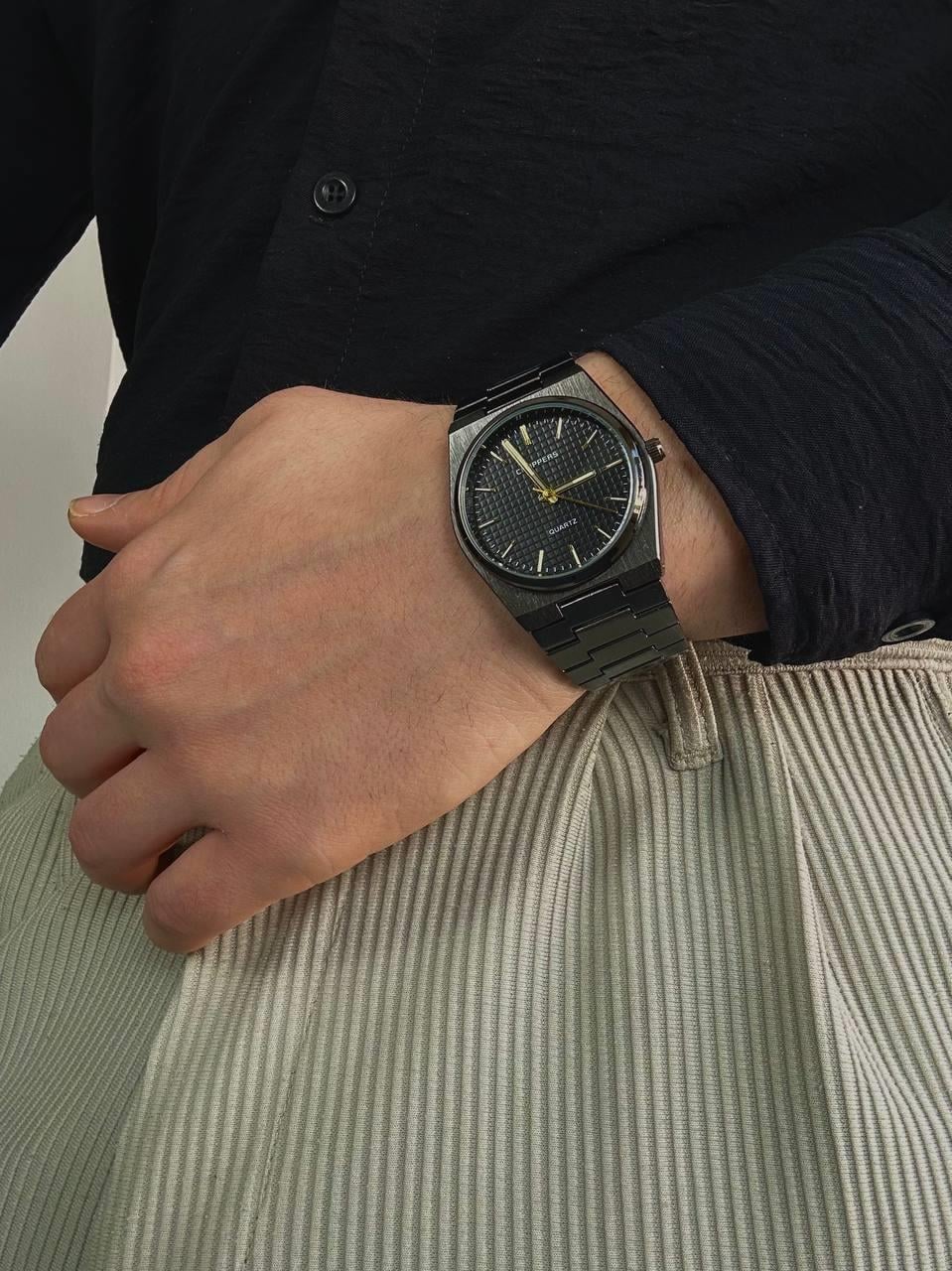 C.S Matte Black Cord Vintage Wristhwatch