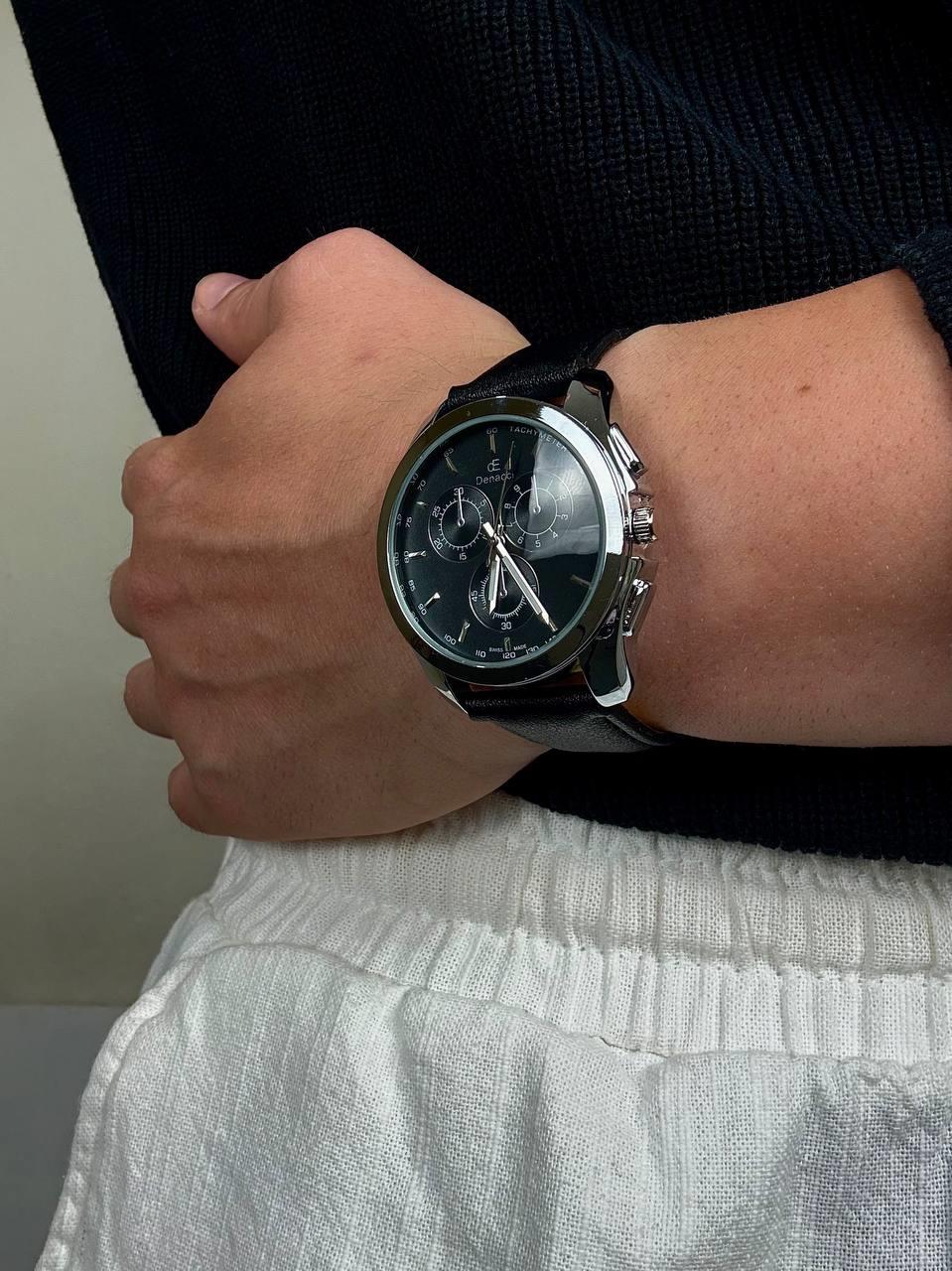 Denacci Black Skin Cord Old Money Vintage Wristhwatch