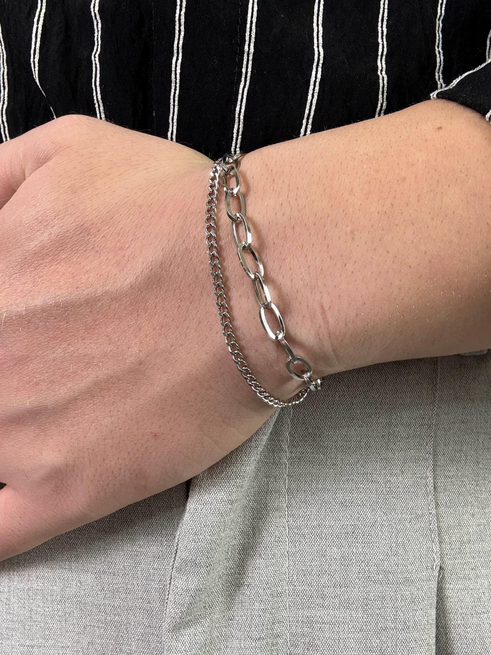 Double Flat Chain Bracelet