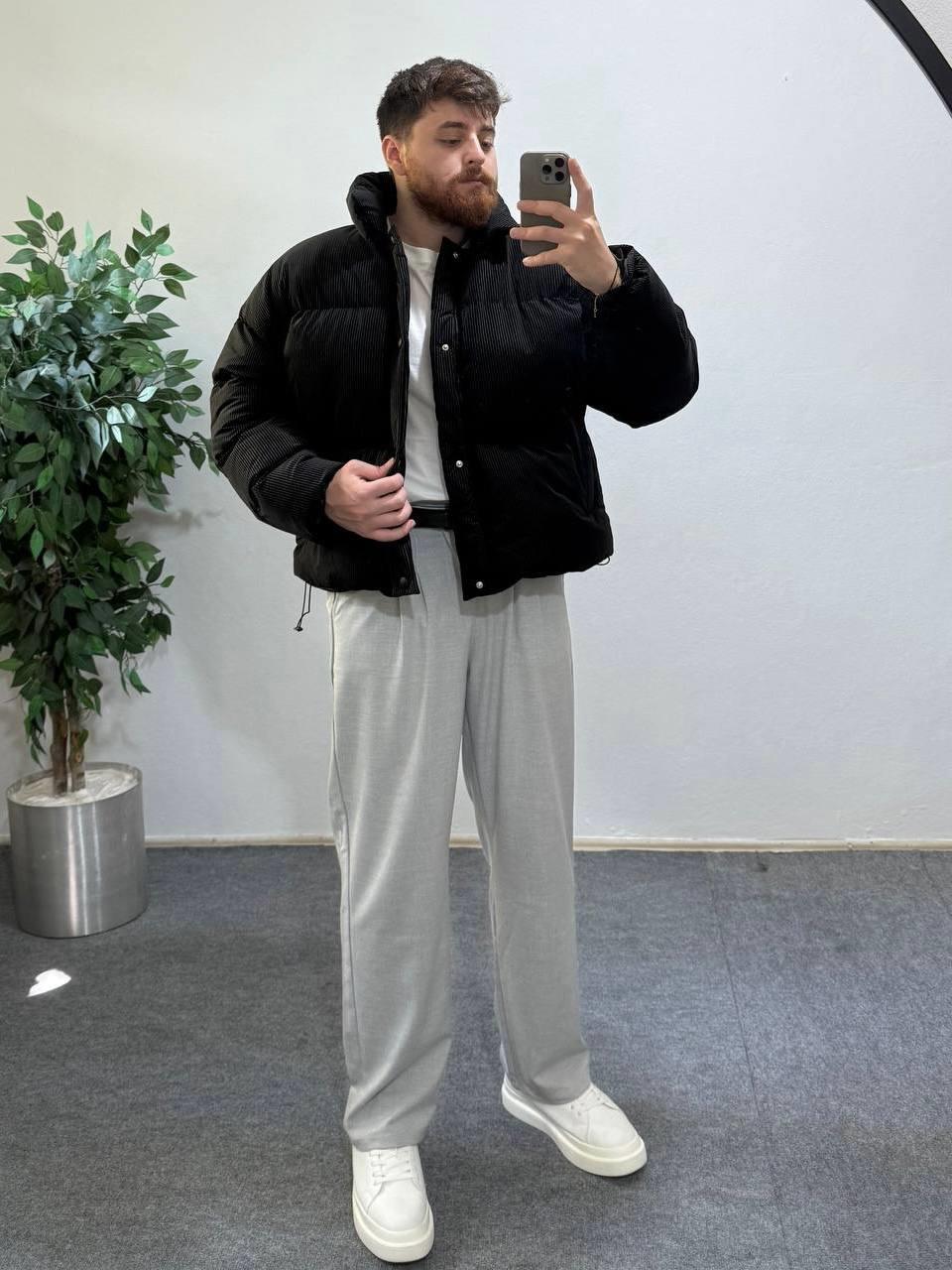Frostline Siyah Erkek Oversize Fit Premium Şişme Mont