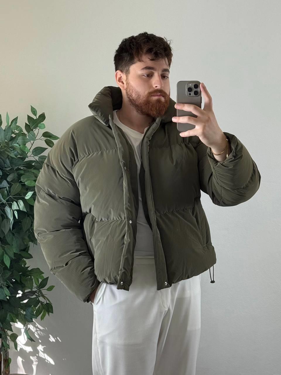 Frostline Haki Erkek Oversize Fit Premium Şişme Mont
