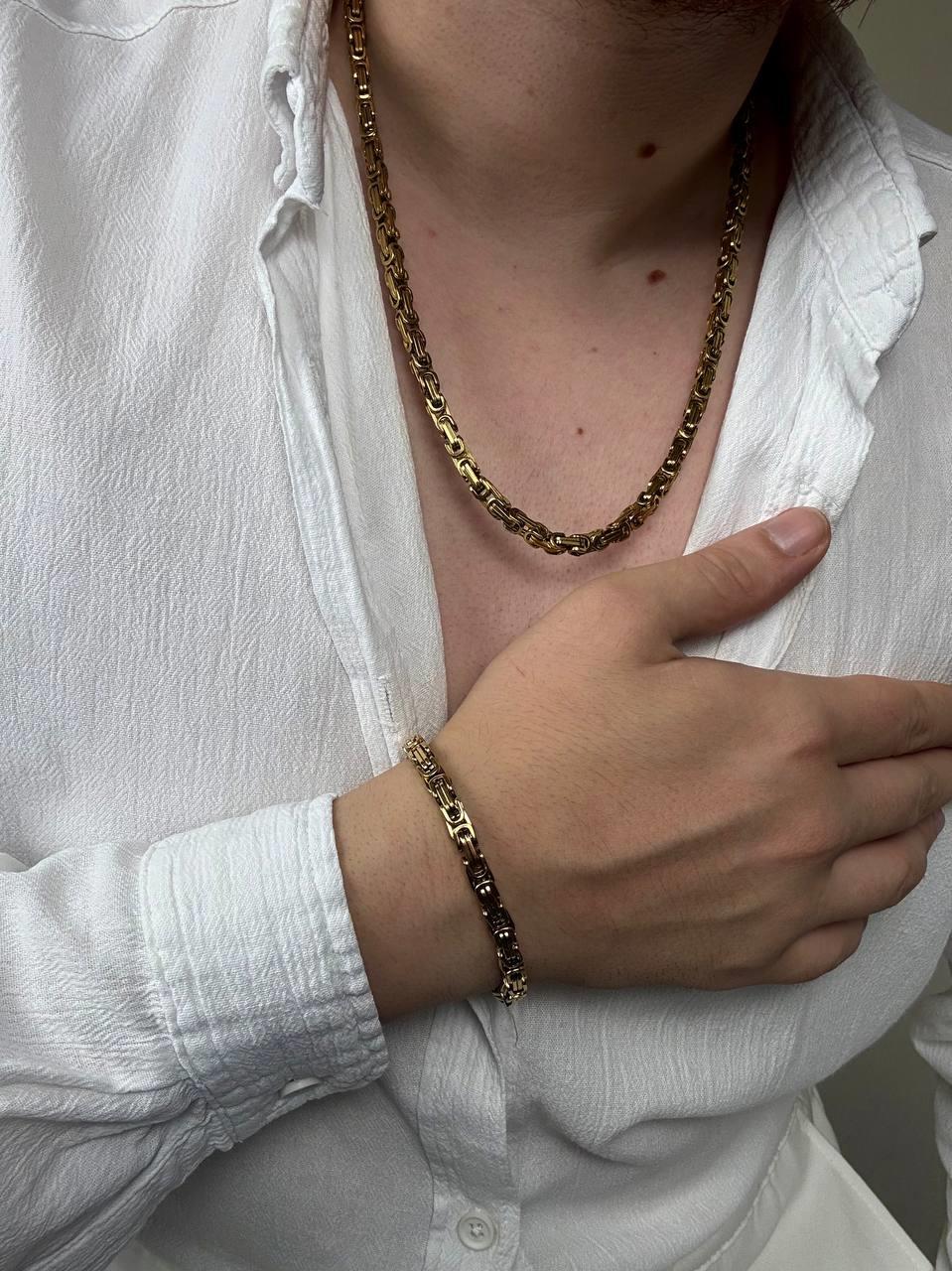 Gold Thick Steel Chain Set