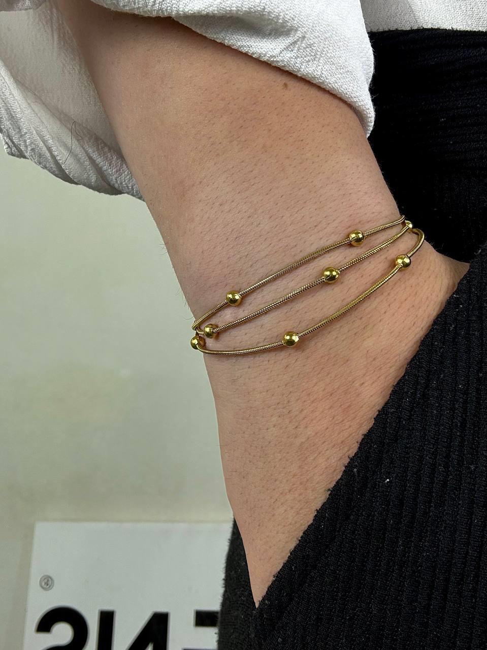 Gold Triple Ball Bracelet