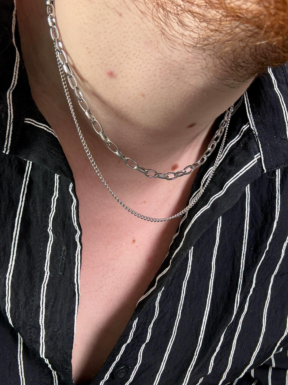 Silver Double Chain Necklace