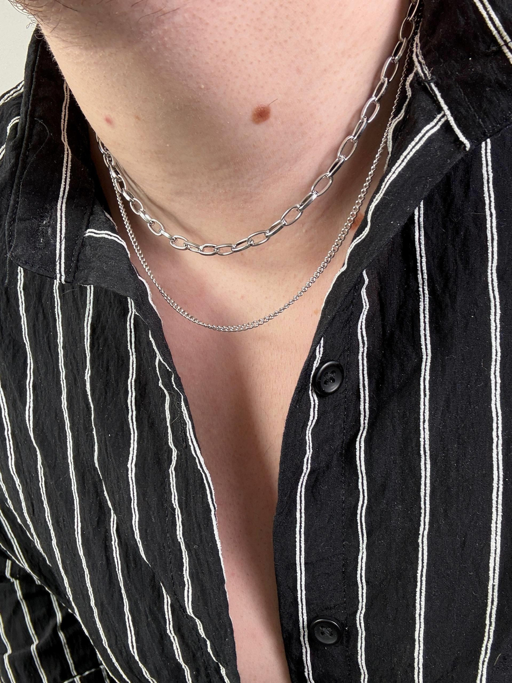 Silver Double Chain Necklace