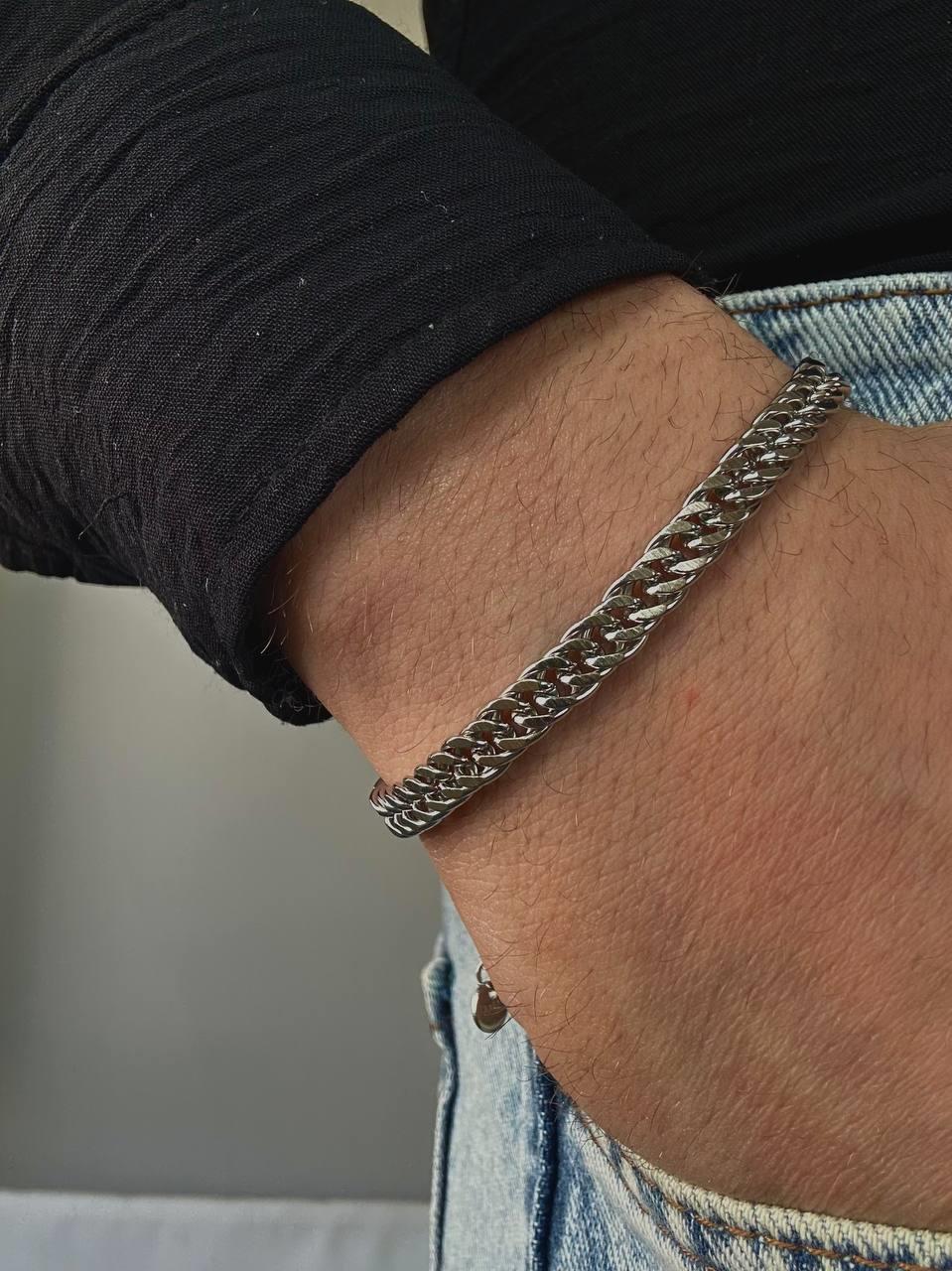 Silver Medium Thick Bracelet