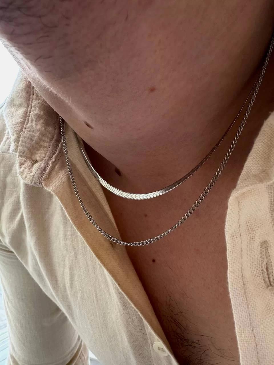 Silver Mirror Two Chain Necklace