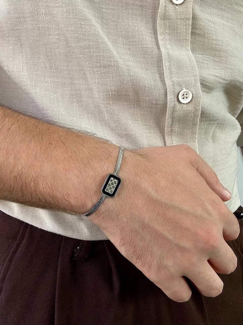 Silver Slim Square Bracelet