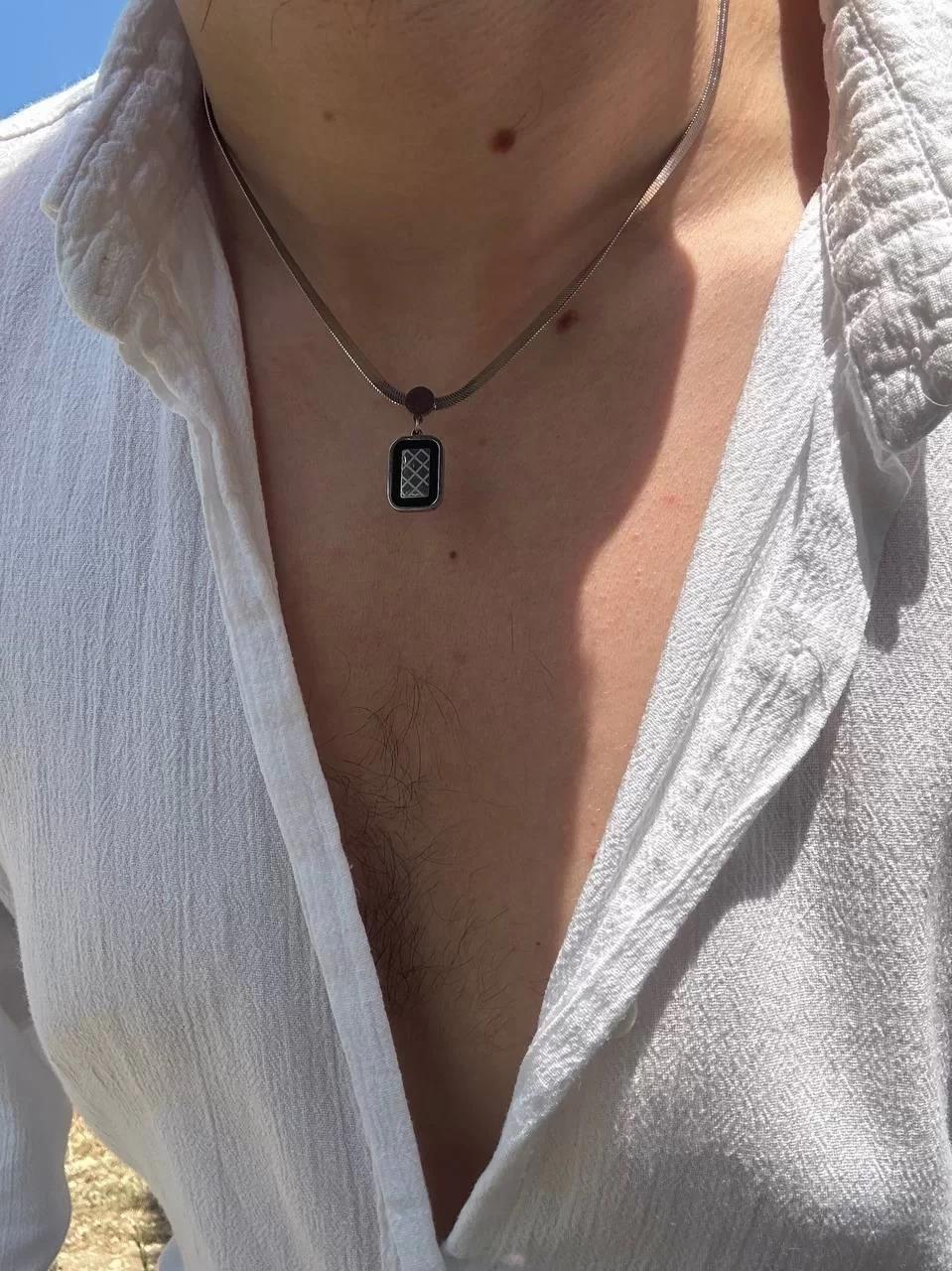 Silver Slim Square Necklace