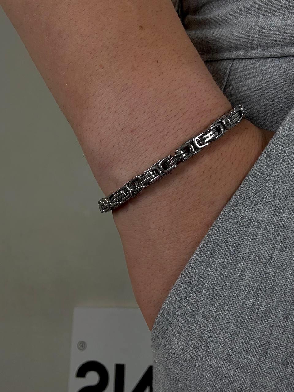 Silver Thick Steel Chain Bracelet