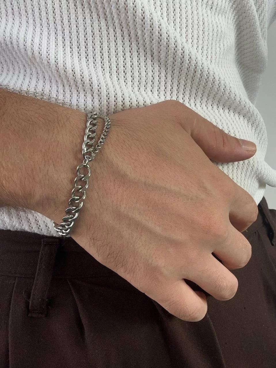 Silver Two Chain Half Bracelet