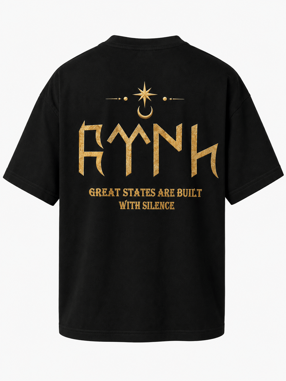Türk - Kurt Motif Premıum Siyah Oversize T-shırt