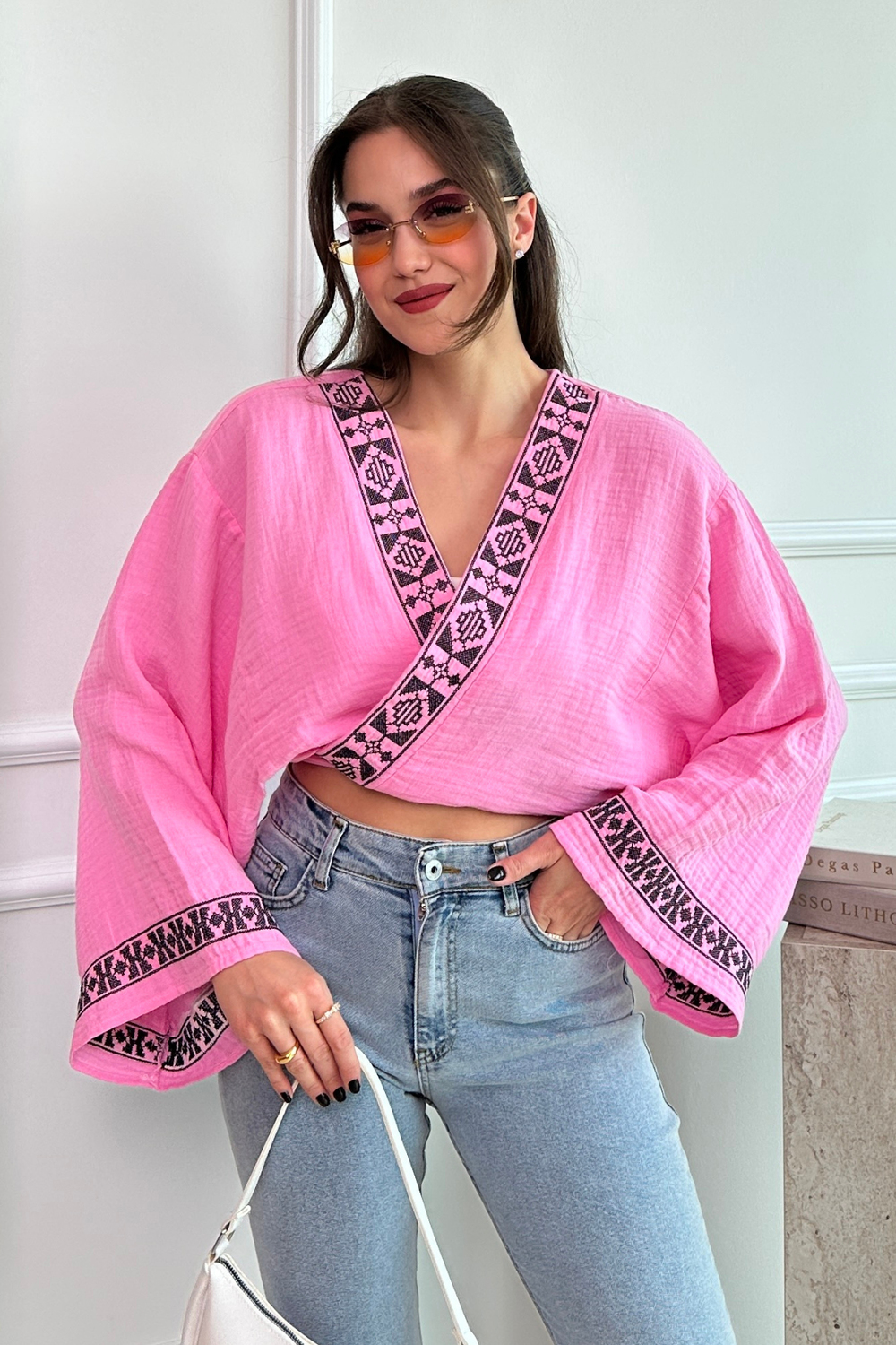 Bağlamalı Kimono - PEMBE