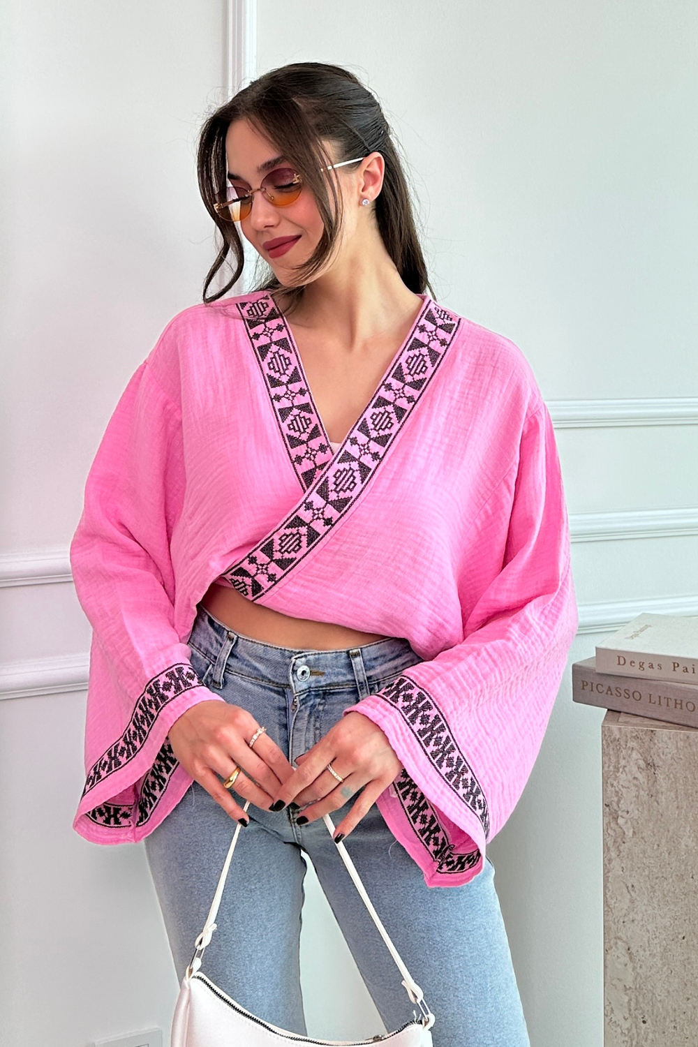 Bağlamalı Kimono - PEMBE