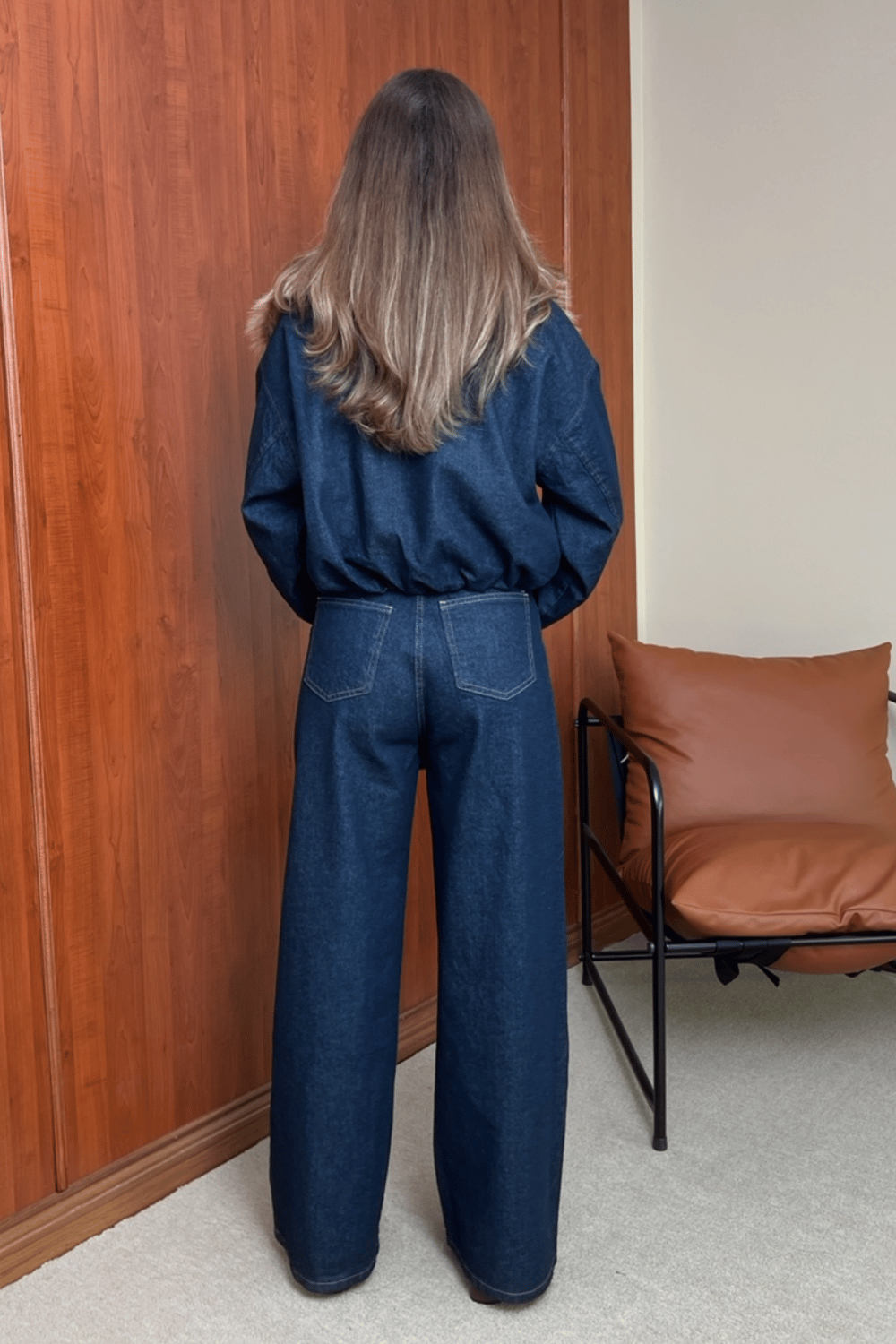 Bomber Ceketli Denim Takım - LACİVERT