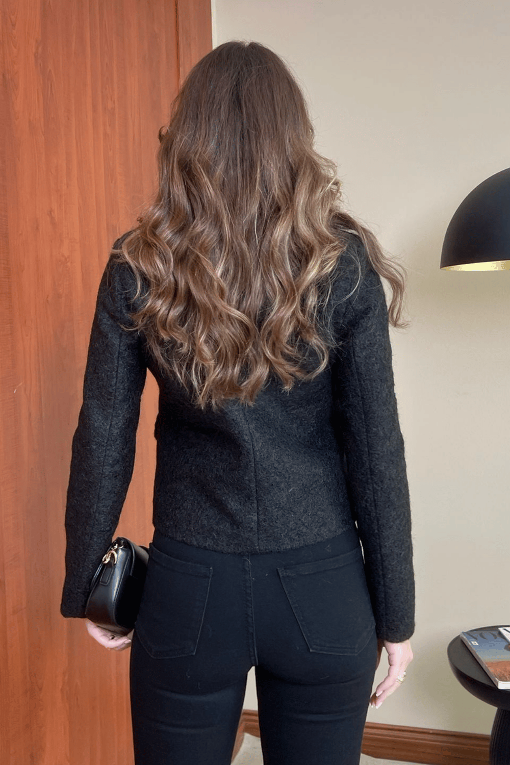 Crop Kaşe Ceket - SİYAH