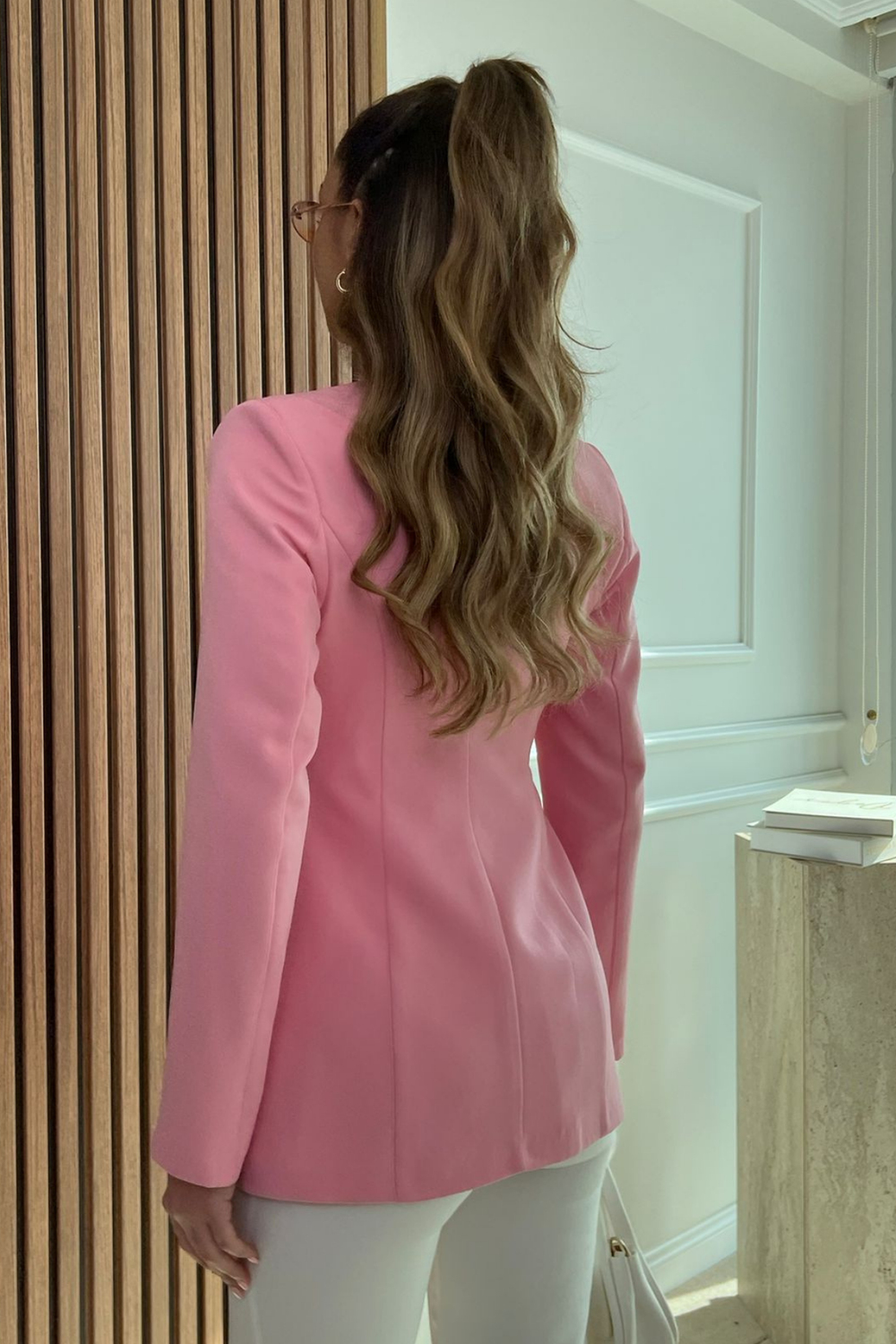 Dantel Geçişli Ceket - PEMBE
