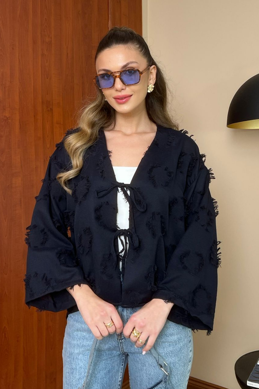 Dokulu Kimono - LACİVERT