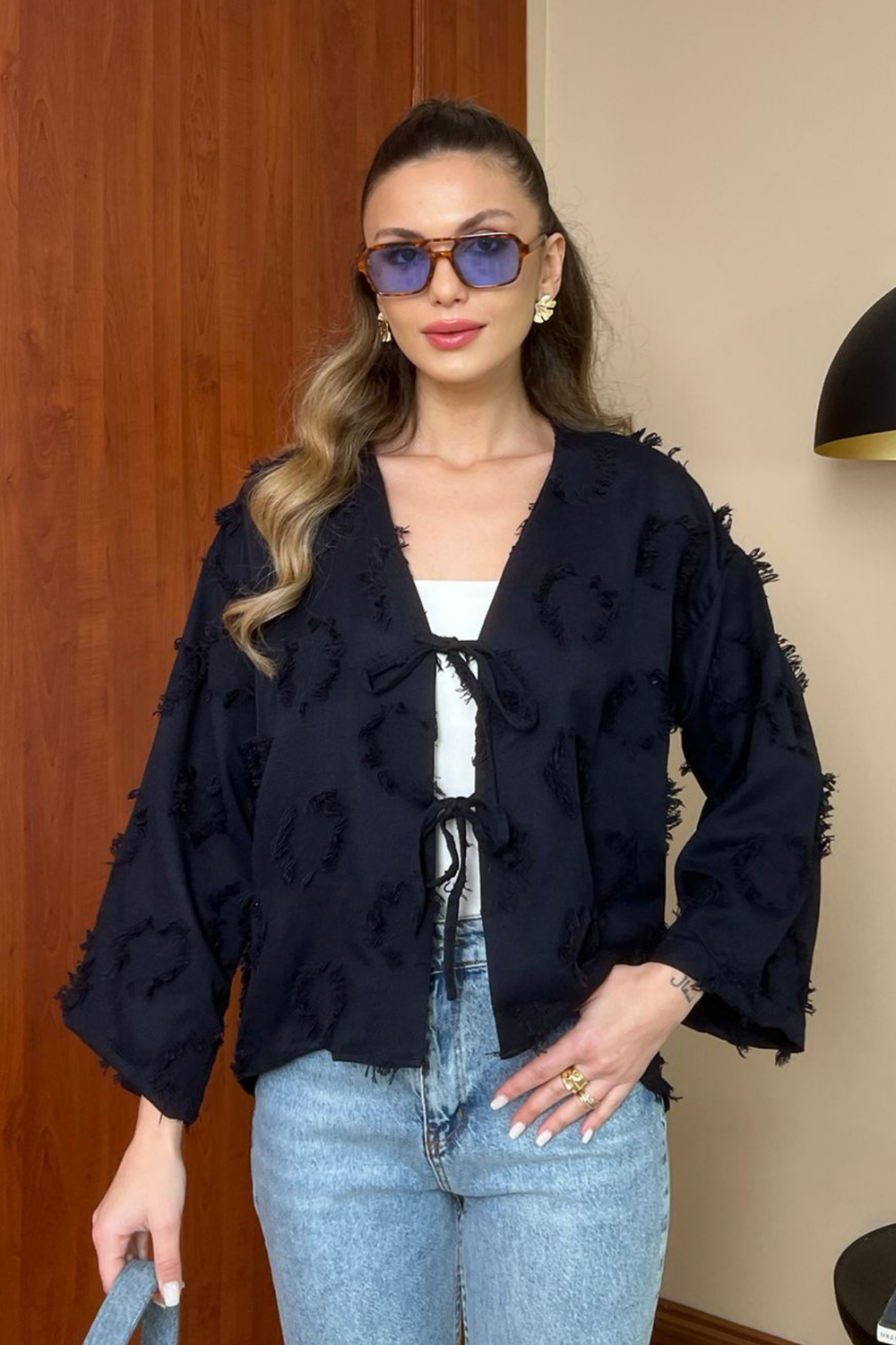Dokulu Kimono - LACİVERT