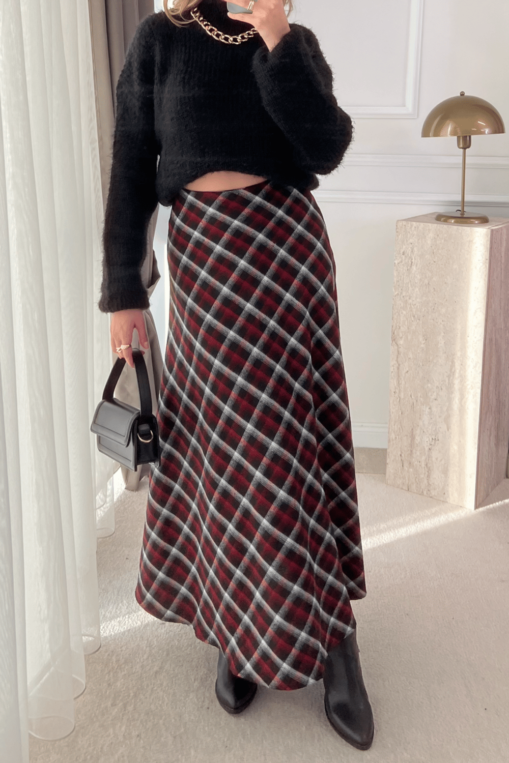 Ekoseli Maxi Etek - BORDO